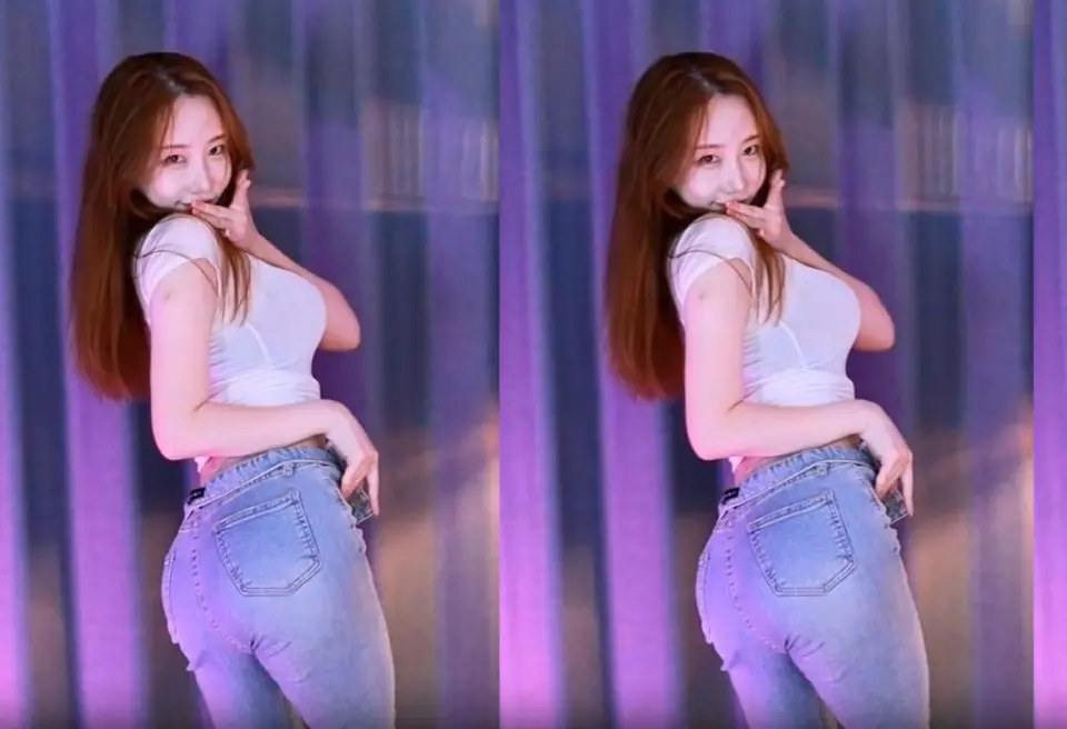 韩国BJ lilikkk 英井 深V胸沟暴击+牛仔低腰勒出翘臀