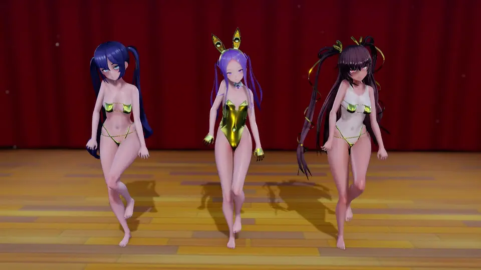 [skbクラブ (skbのちから)] モナかぜLoの3人で1爆乳音頭(金色衣装ver)